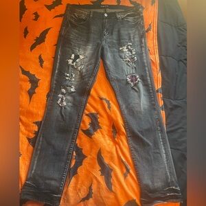 Men's dark jeans distressed / ripped